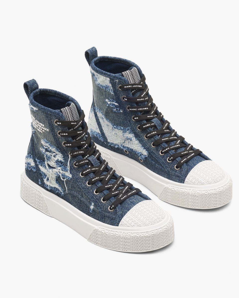 Marc Jacobs The Rip And Repair Denim High Top Sneaker Indigo | RYMIAE508