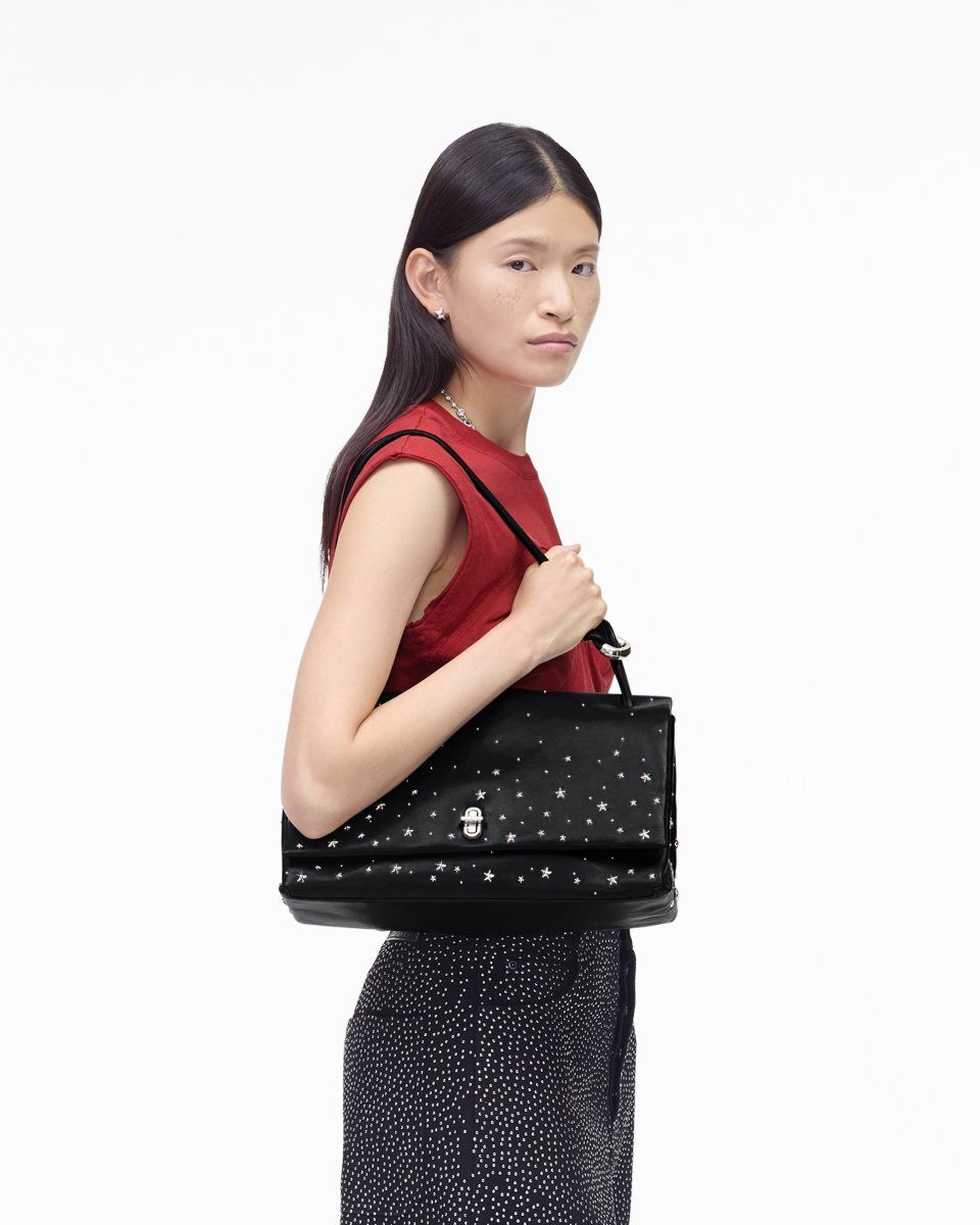 Marc Jacobs The Star-Studded Leather Large Dual Bag Black | DTQFOX105