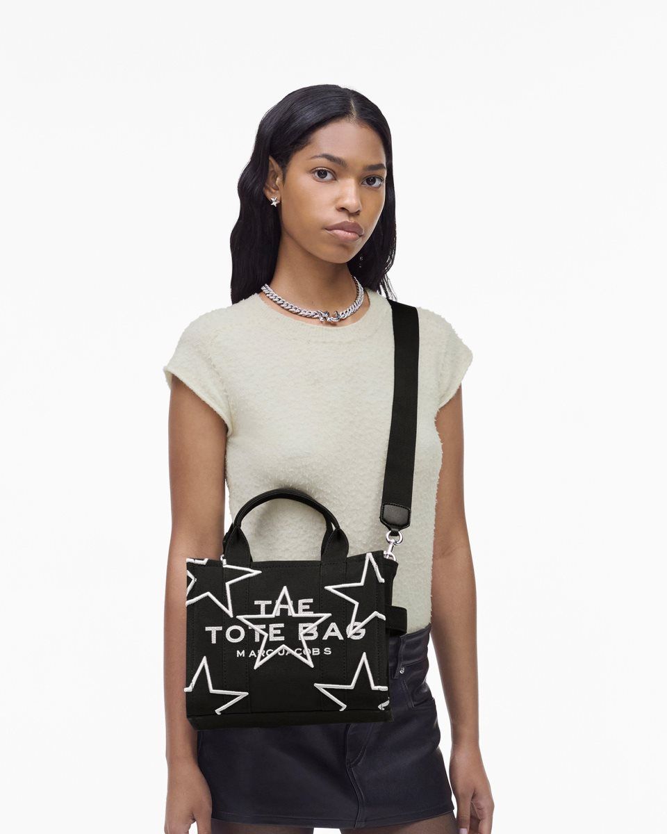 Marc Jacobs The Star Canvas Small Tote Bag Black | RSTJQB906