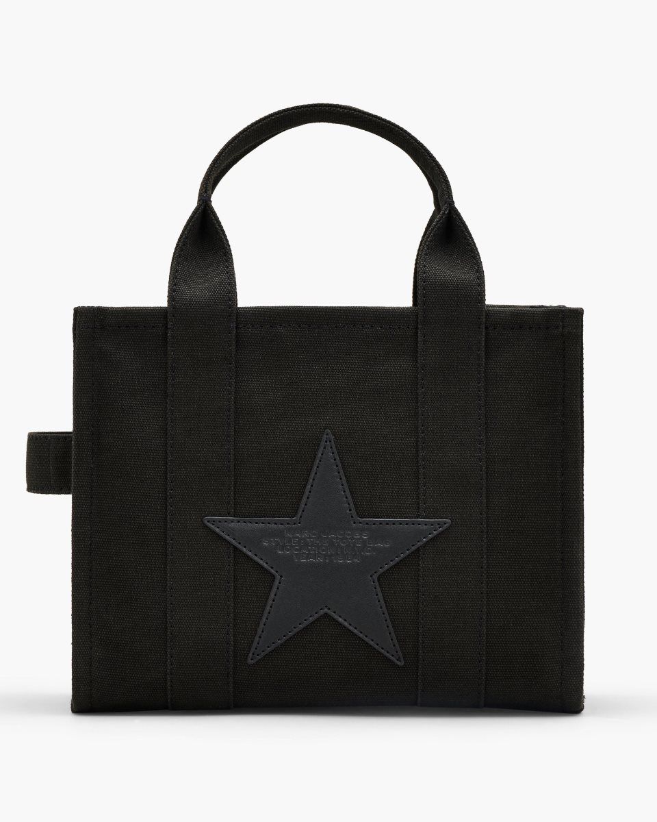 Marc Jacobs The Star Canvas Small Tote Bag Black | RSTJQB906