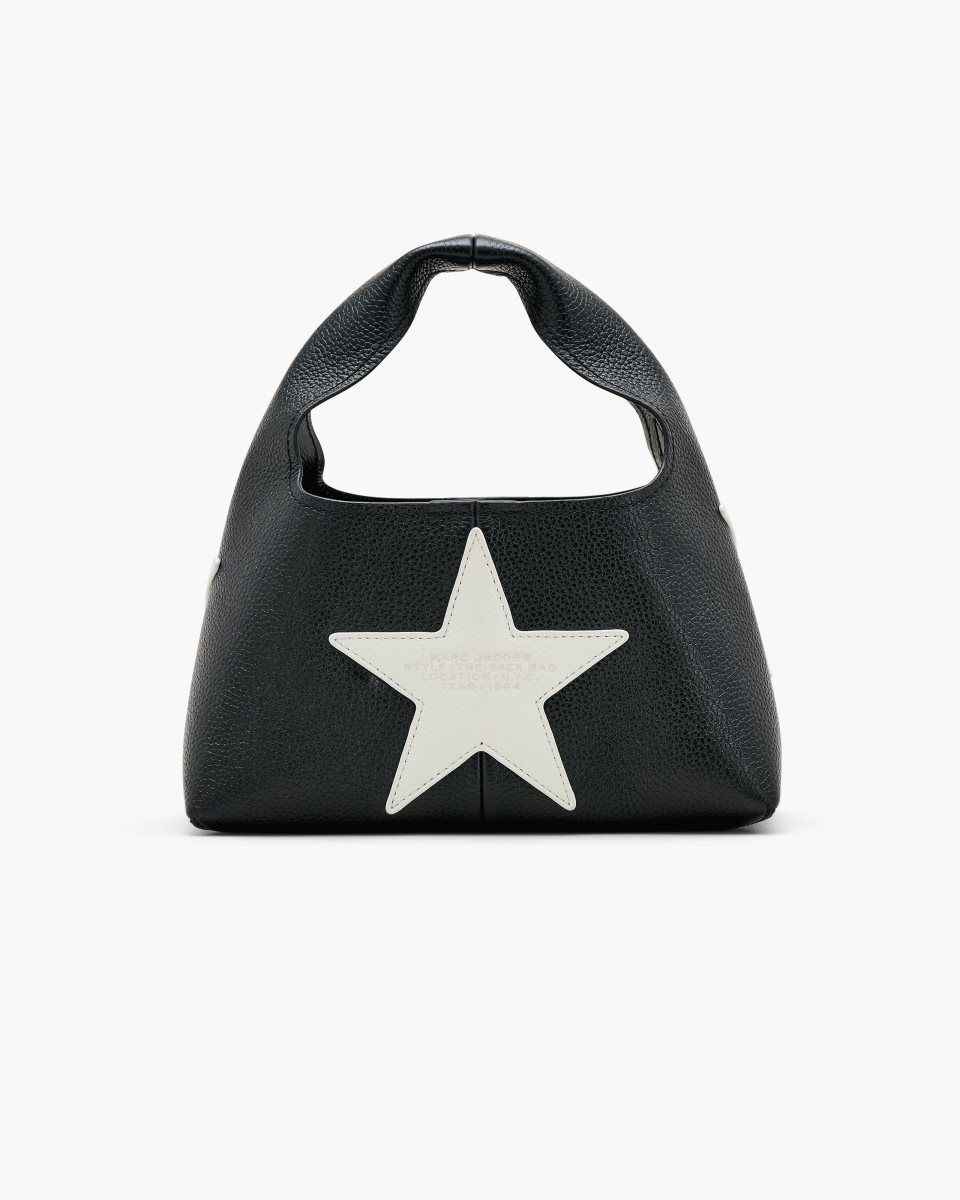 Marc Jacobs The Star Patchwork Leather Mini Sack Bag Black / White | LZMBFX829