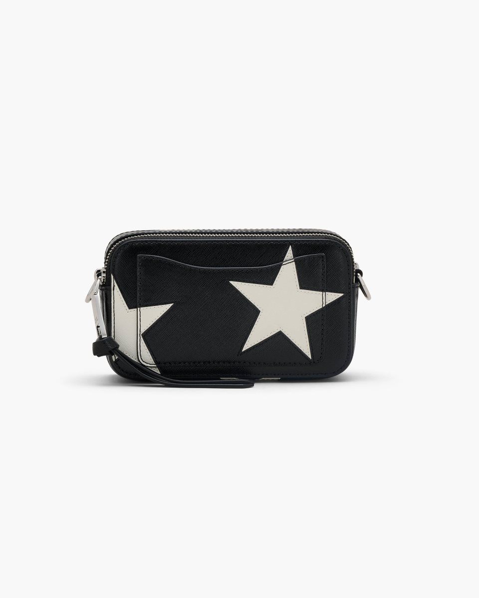 Marc Jacobs The Star Patchwork Leather Snapshot Black / White | ZJVBRN954