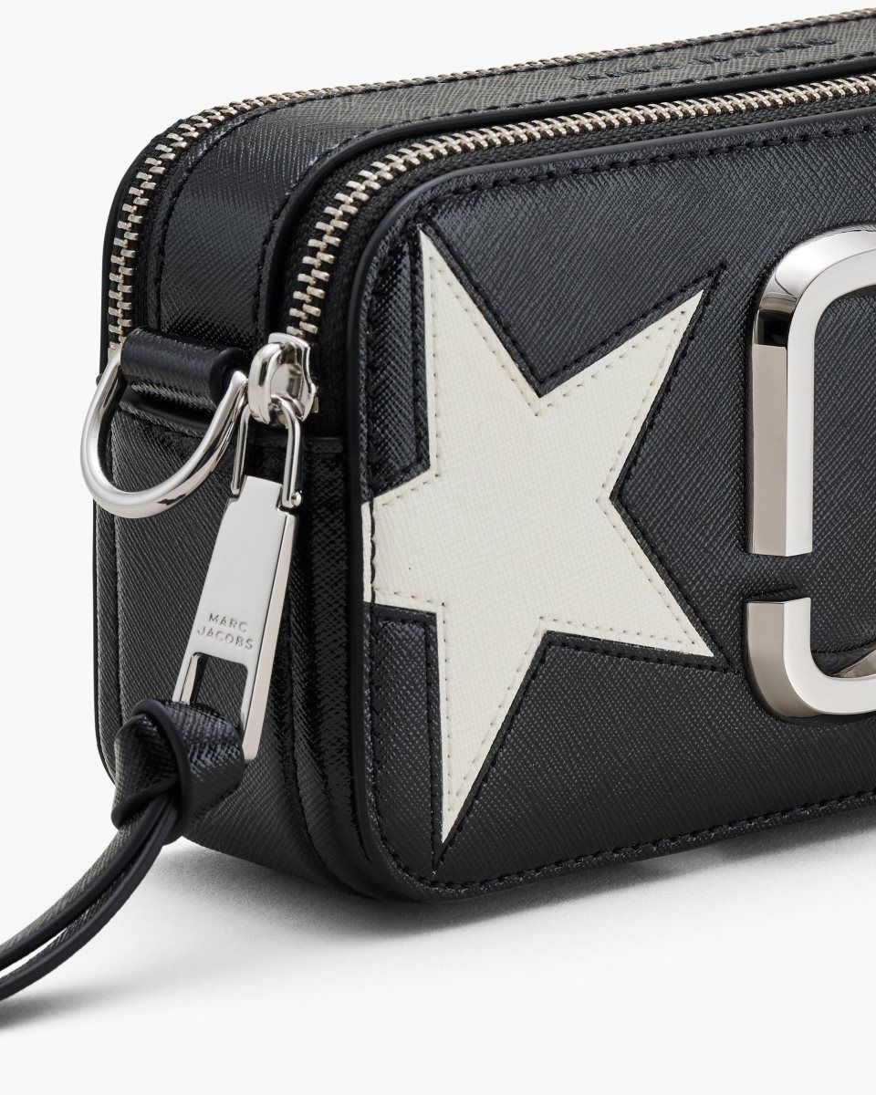 Marc Jacobs The Star Patchwork Leather Snapshot Black / White | ZJVBRN954