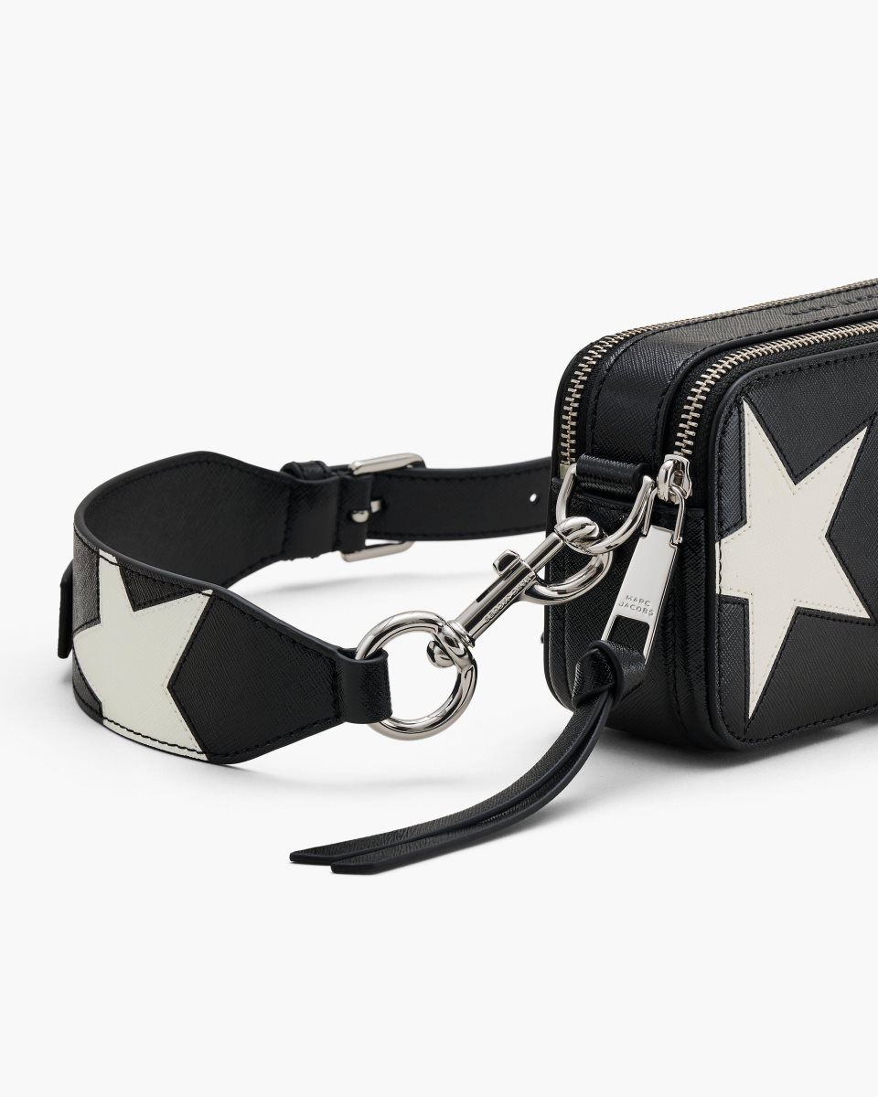 Marc Jacobs The Star Patchwork Leather Snapshot Black / White | ZJVBRN954