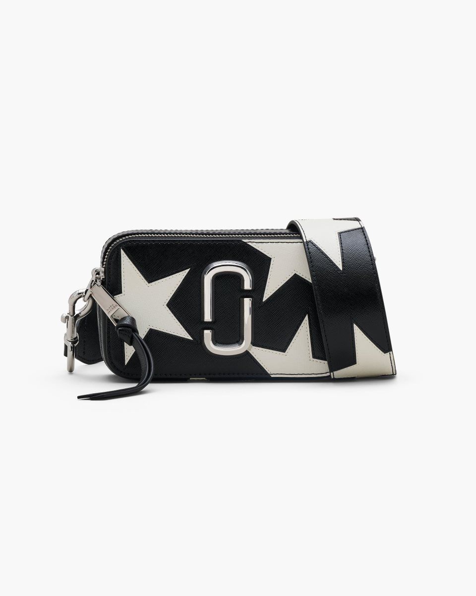 Marc Jacobs The Star Patchwork Leather Snapshot Black / White | ZJVBRN954