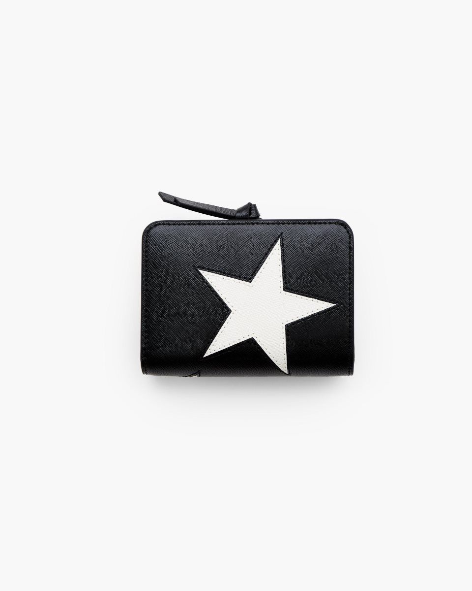 Marc Jacobs The Star Patchwork Mini Compact Wallet Black / White | HGREPZ965