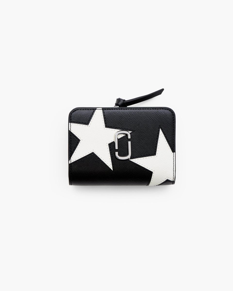 Marc Jacobs The Star Patchwork Mini Compact Wallet Black / White | HGREPZ965