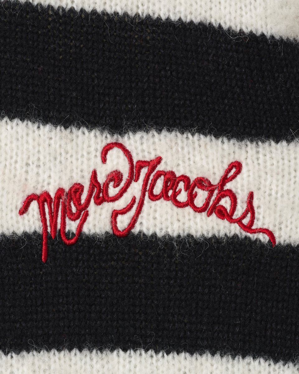 Marc Jacobs The Striped Brushed Logo Sweater Black / White | FNGWQD601