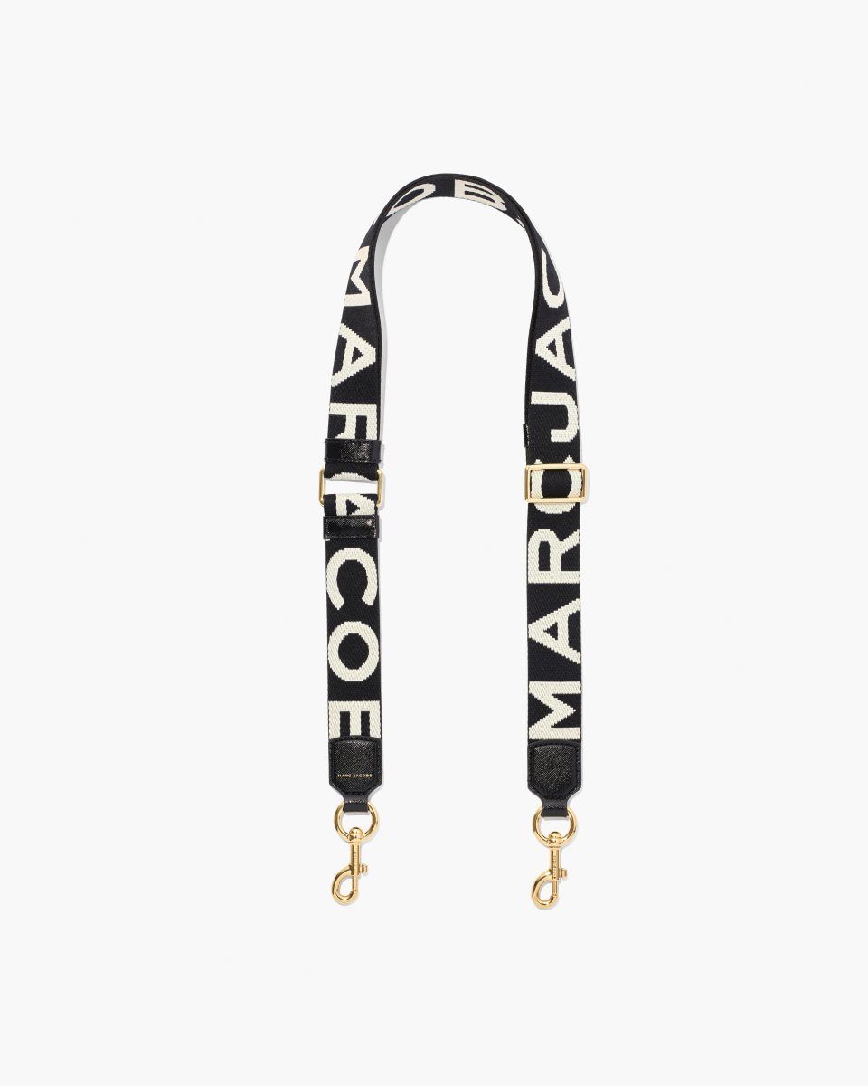 Marc Jacobs The Thin Logo Webbing Strap Black / White | XORSPU628