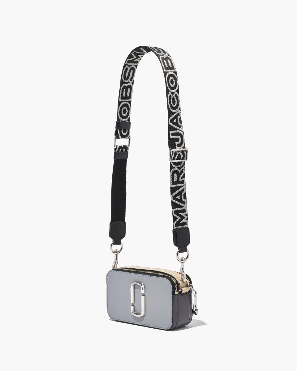 Marc Jacobs The Thin Outline Logo Webbing Strap Black / Silver | XPDFHT430