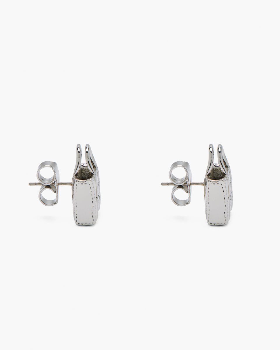 Marc Jacobs The Tote Bag Stud Earrings Light Silver | LMRUCD076