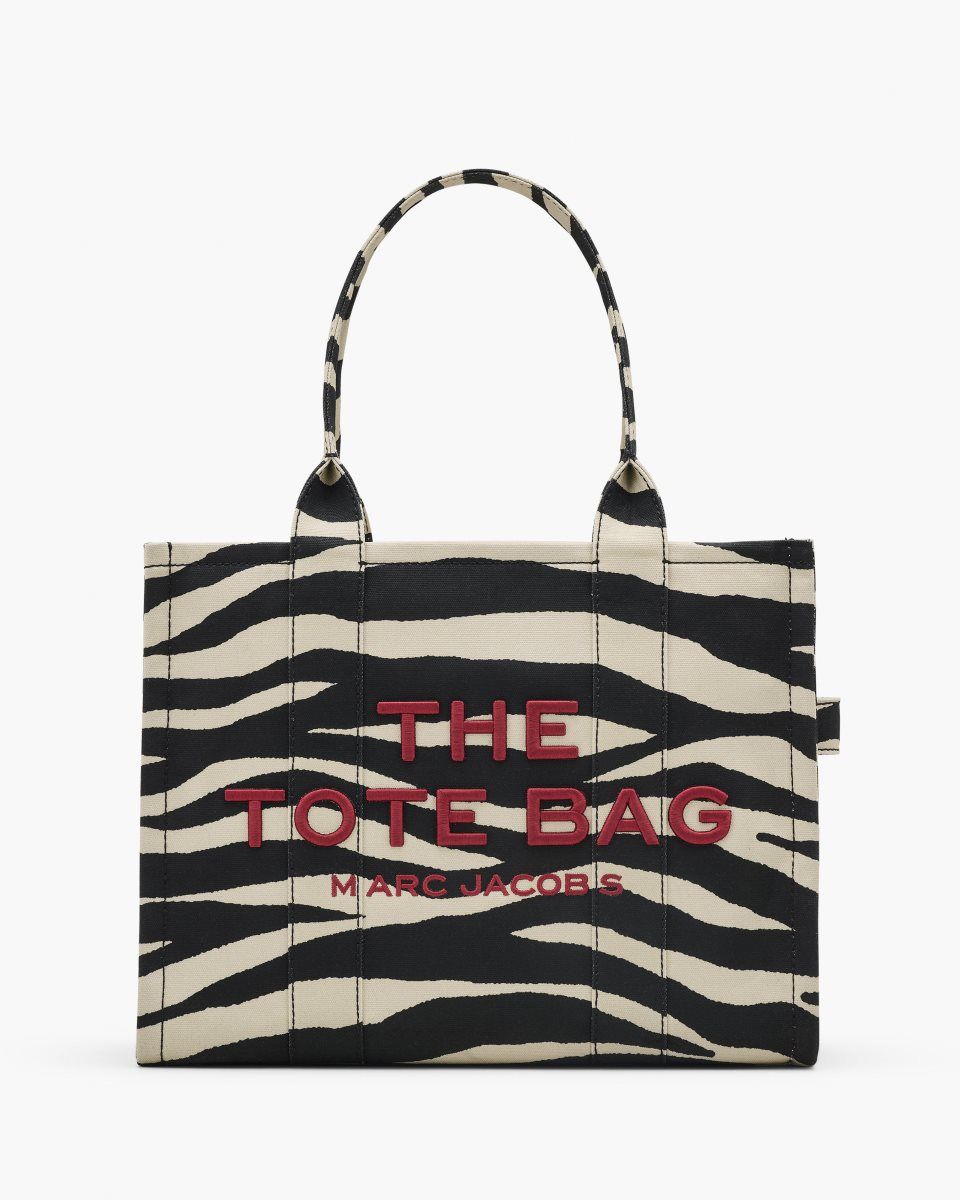 Marc Jacobs The Zebra Canvas Large Tote Bag Black / White | VEZHYA742