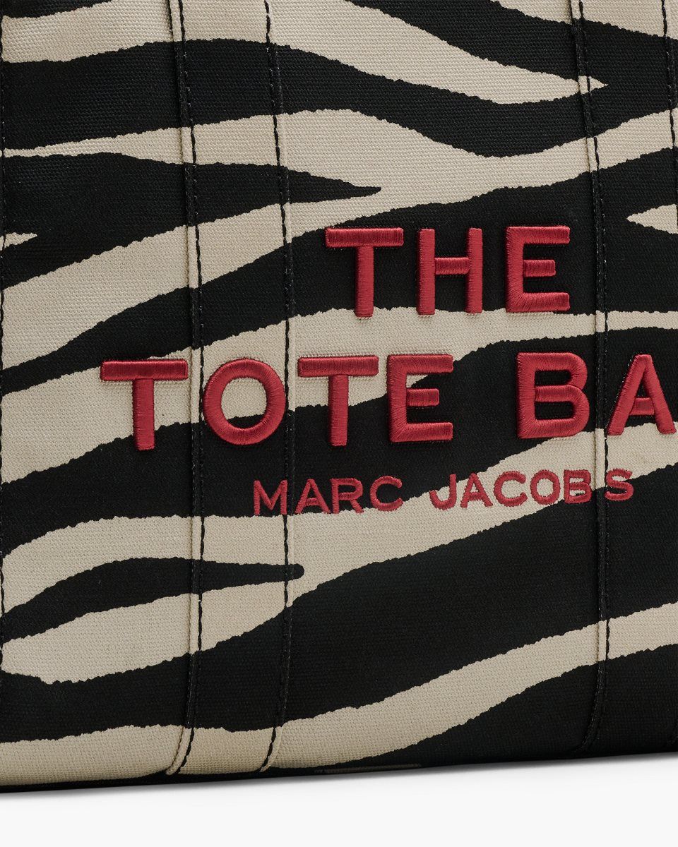 Marc Jacobs The Zebra Canvas Medium Tote Bag Black / White | UNTCEI974