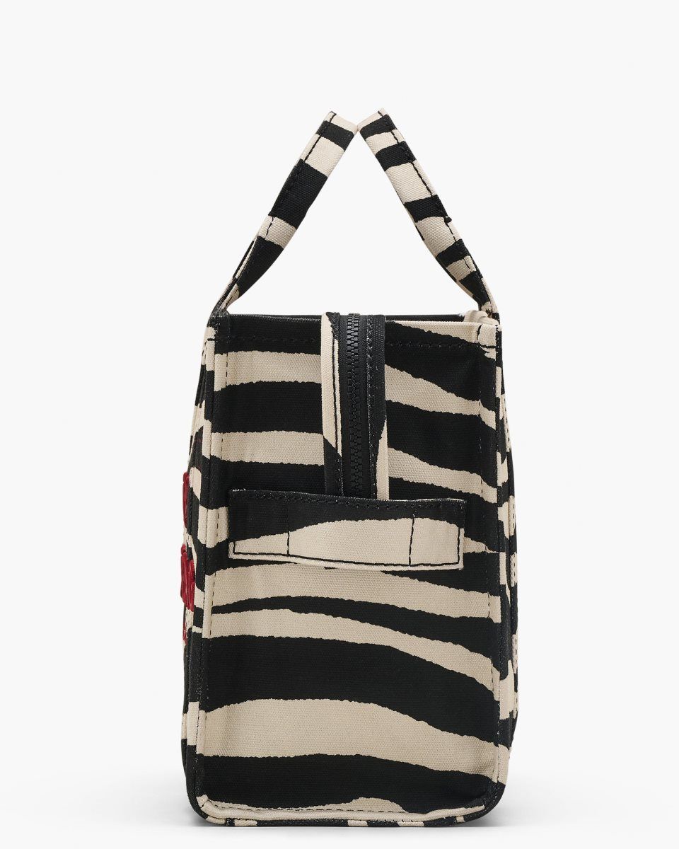 Marc Jacobs The Zebra Canvas Medium Tote Bag Black / White | UNTCEI974