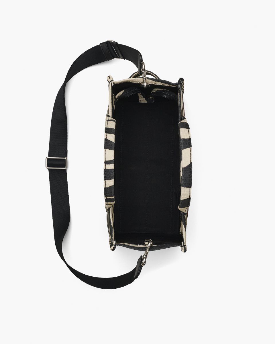 Marc Jacobs The Zebra Canvas Medium Tote Bag Black / White | UNTCEI974