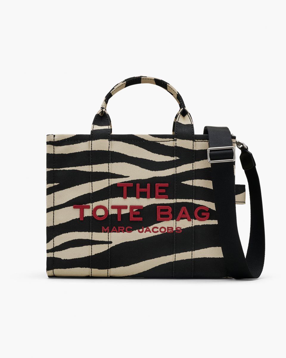 Marc Jacobs The Zebra Canvas Medium Tote Bag Black / White | UNTCEI974