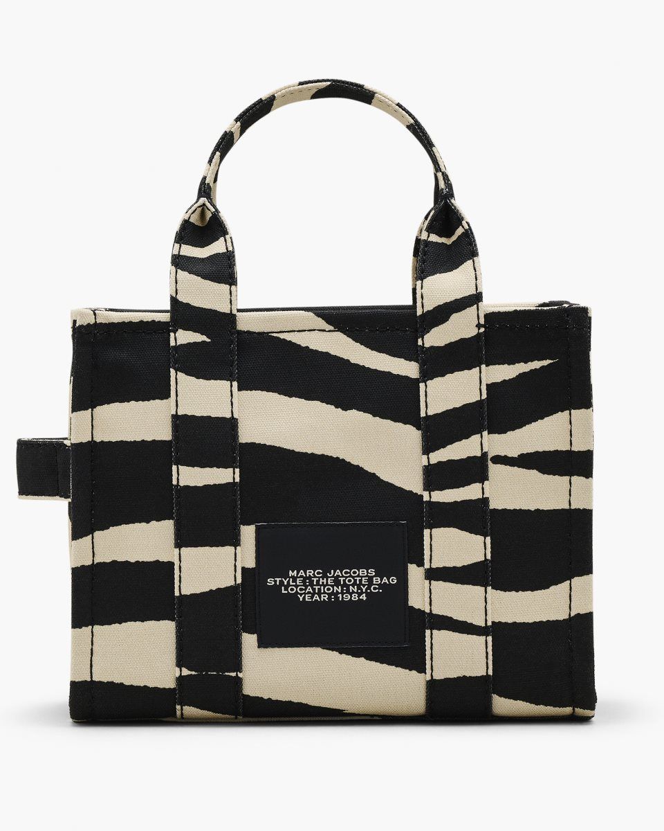 Marc Jacobs The Zebra Canvas Small Tote Bag Black / White | UPEIOH910