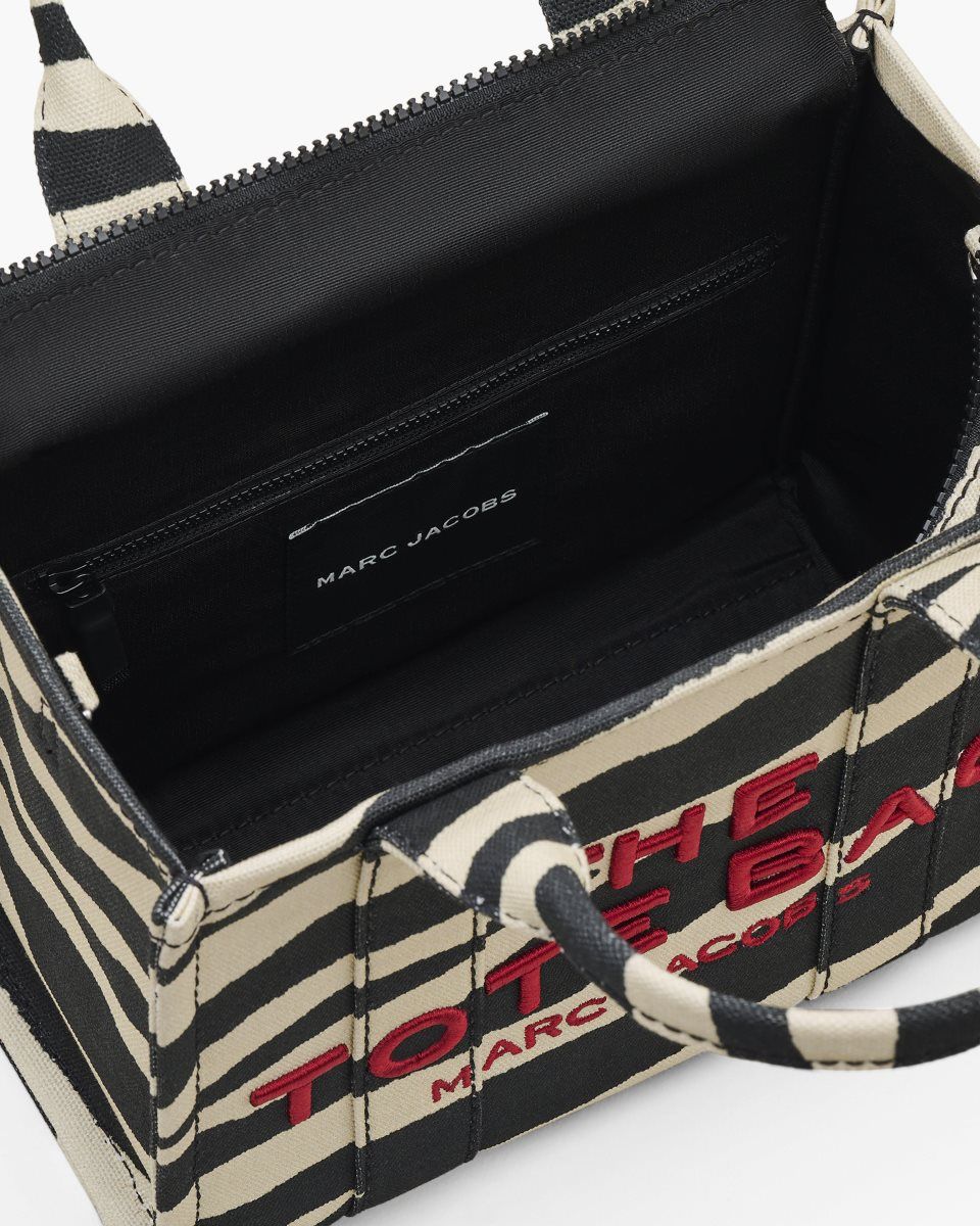 Marc Jacobs The Zebra Canvas Small Tote Bag Black / White | UPEIOH910