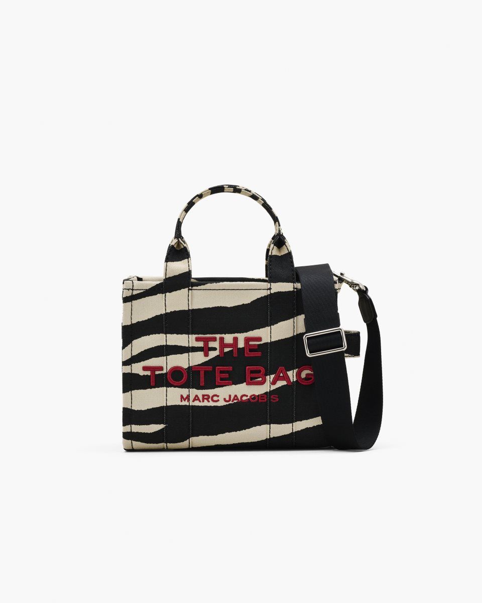 Marc Jacobs The Zebra Canvas Small Tote Bag Black / White | UPEIOH910