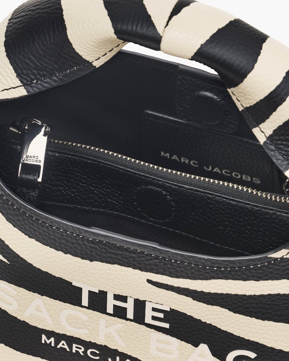 Marc Jacobs The Zebra Leather Mini Sack Bag Black / White | WIDOZP078