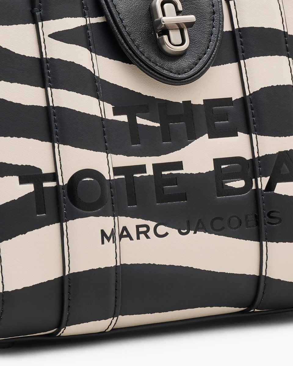 Marc Jacobs The Zebra Turnlock Crossbody Tote Bag Black / White | LCUHFD083